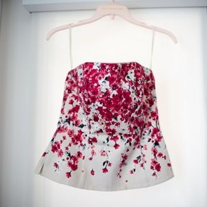 WHBM tube top with pink and red florals